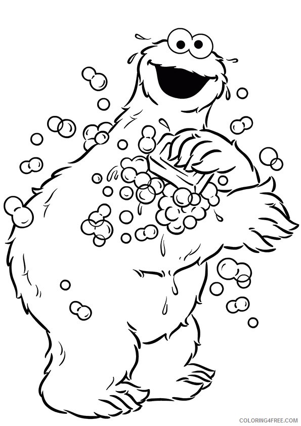 cookie monster coloring pages take a bath Coloring4free