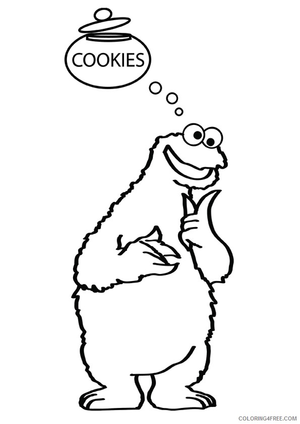 cookie monster coloring pages thinking of cookies Coloring4free