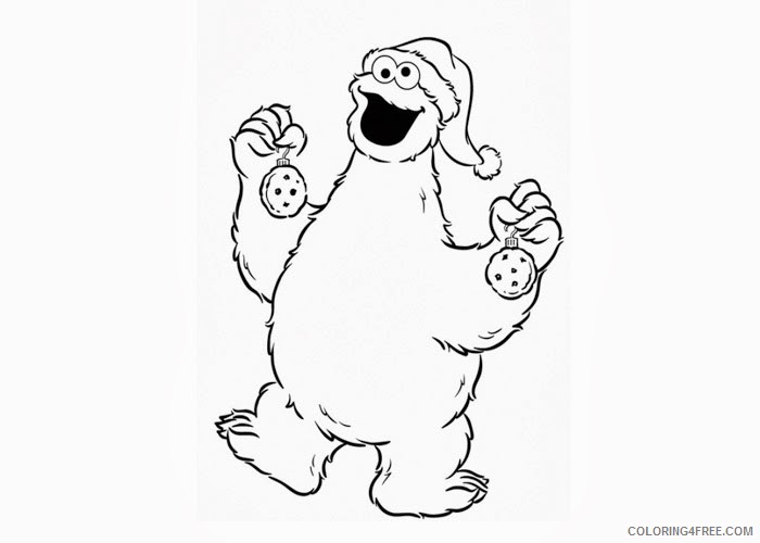 cookie monster coloring pages wearing santa hat Coloring4free