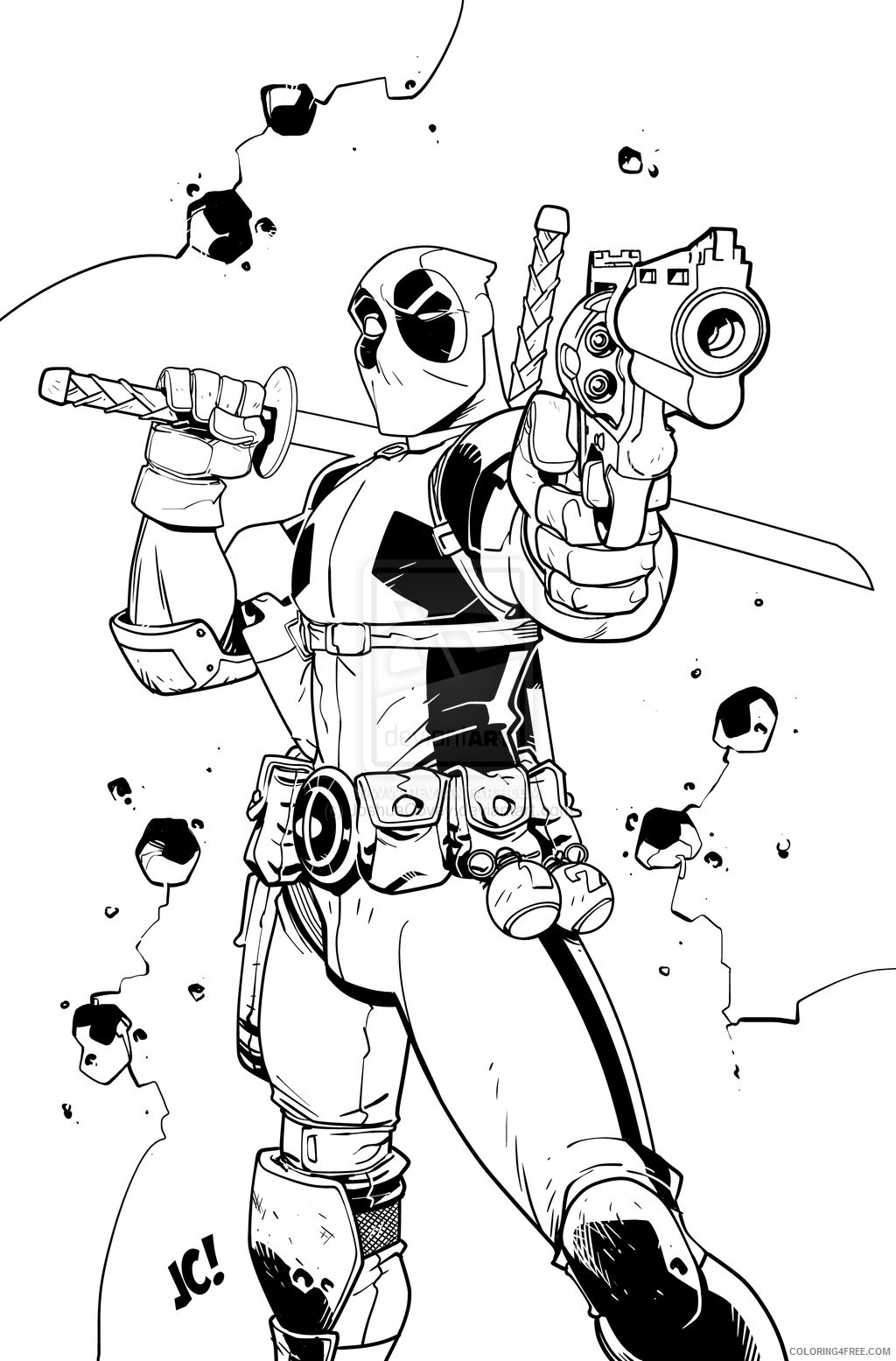 cool deadpool coloring pages Coloring4free