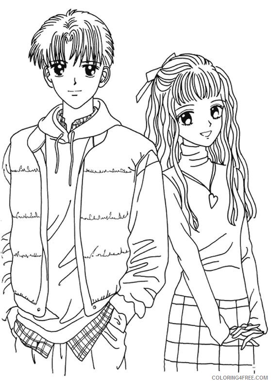 couple anime coloring pages Coloring4free