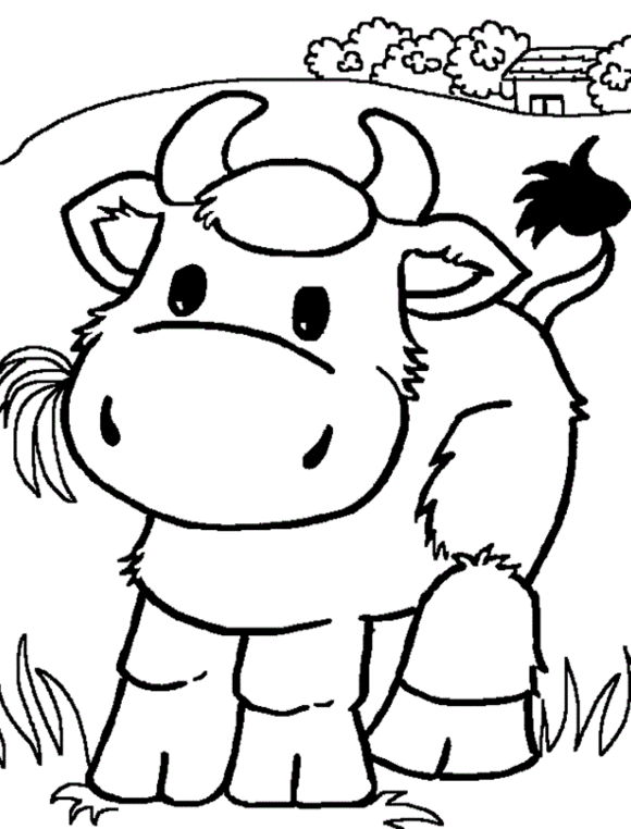 cow coloring pages in pasture Coloring4free