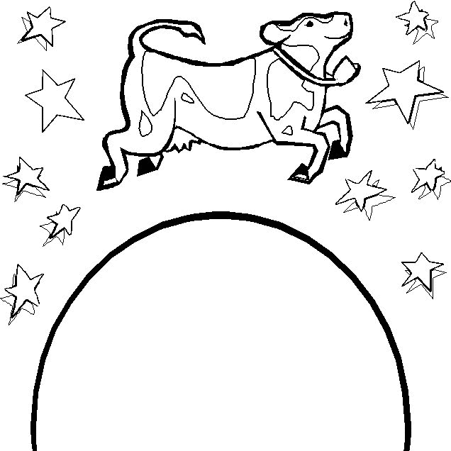 cow coloring pages with moon and stars Coloring4free