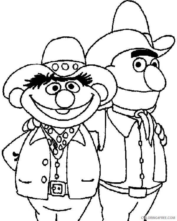 cowboy coloring pages bert and ernie Coloring4free