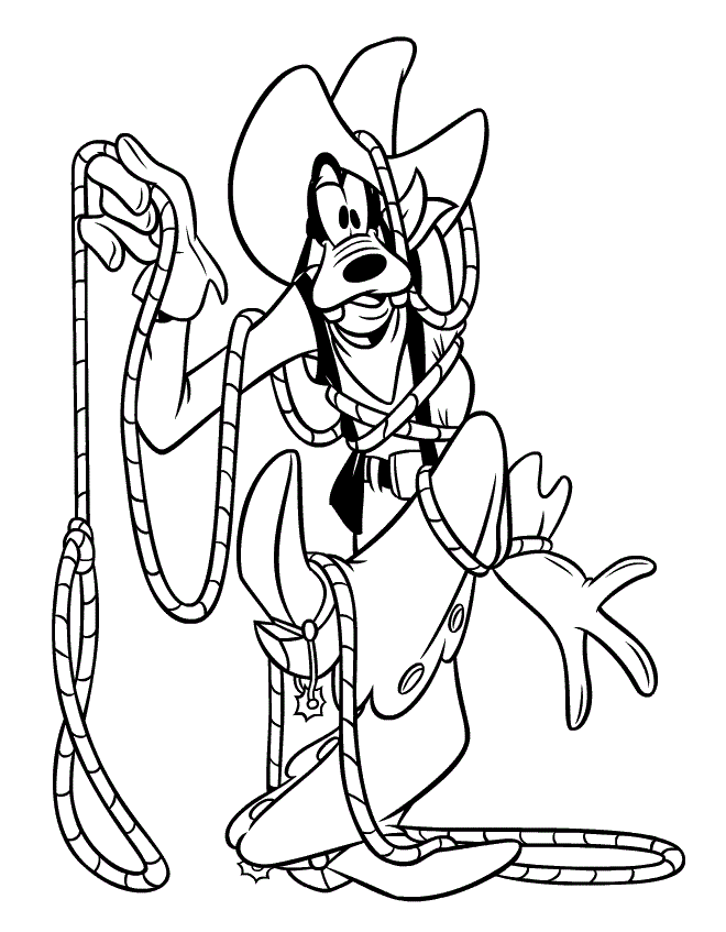 cowboy coloring pages goofy Coloring4free