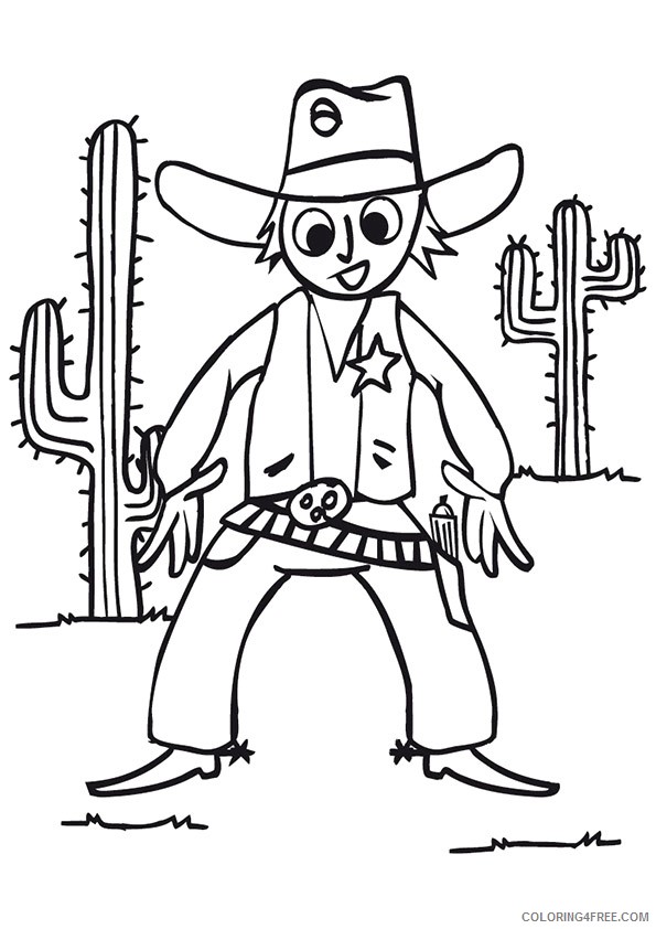 cowboy coloring pages in desert Coloring4free