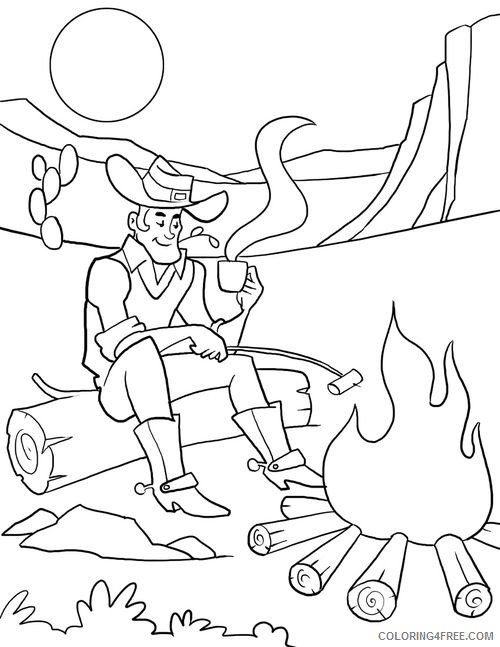 cowboy coloring pages in desert at night Coloring4free