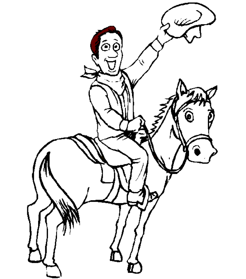 cowboy coloring pages on his horse Coloring4free