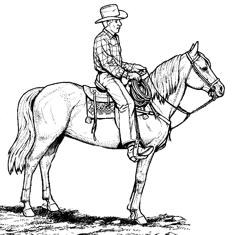 cowboy coloring pages realistic Coloring4free