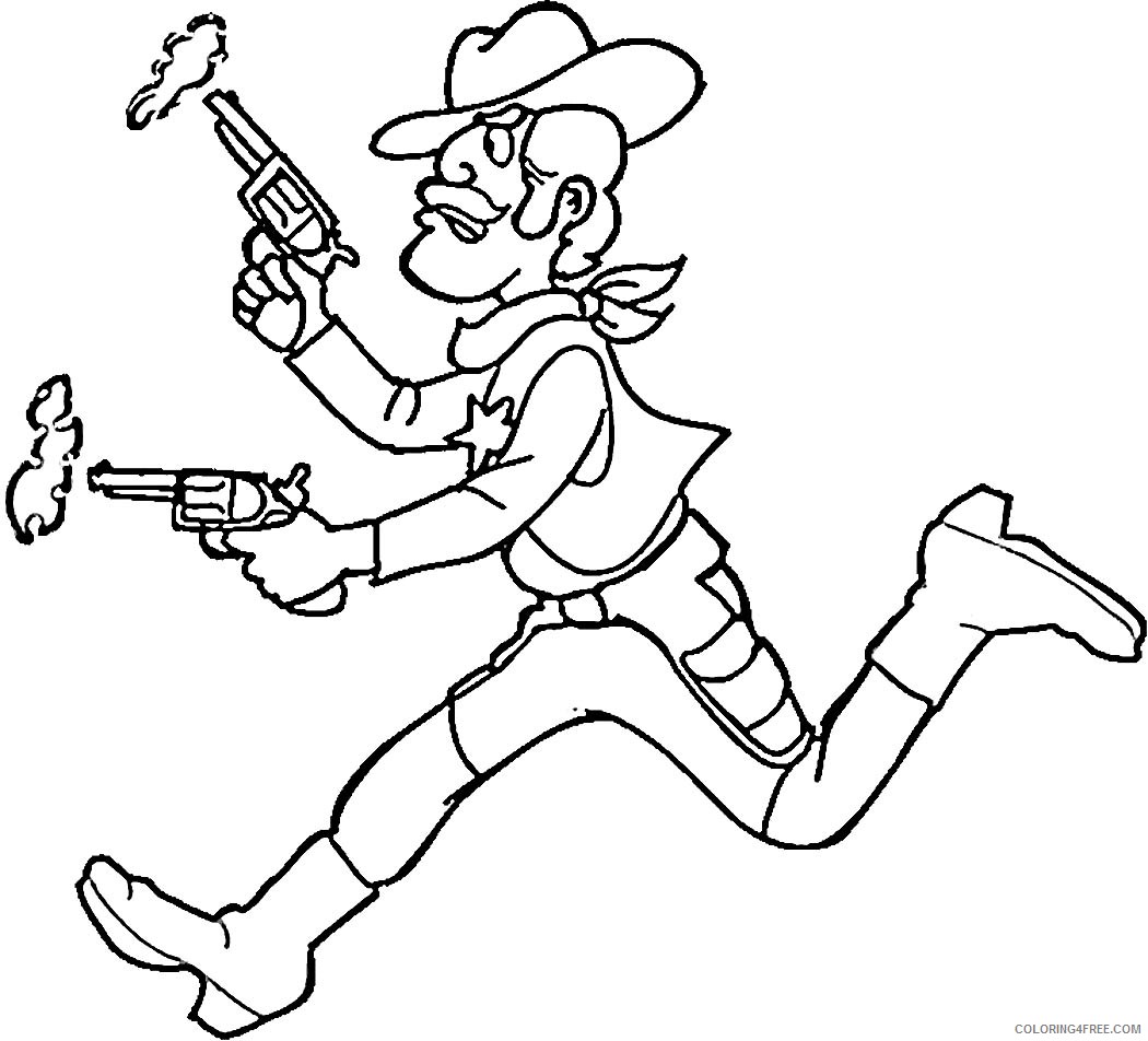 cowboy coloring pages shooting guns Coloring4free