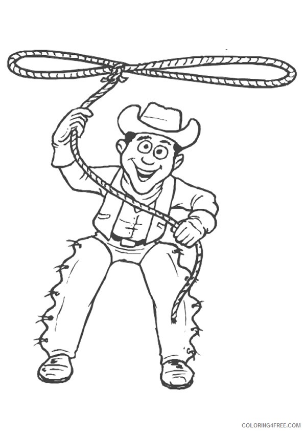 cowboy coloring pages throwing lasso Coloring4free