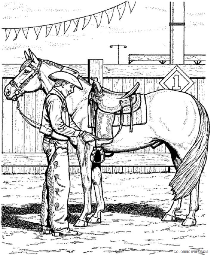 cowboy coloring pages with his horse Coloring4free