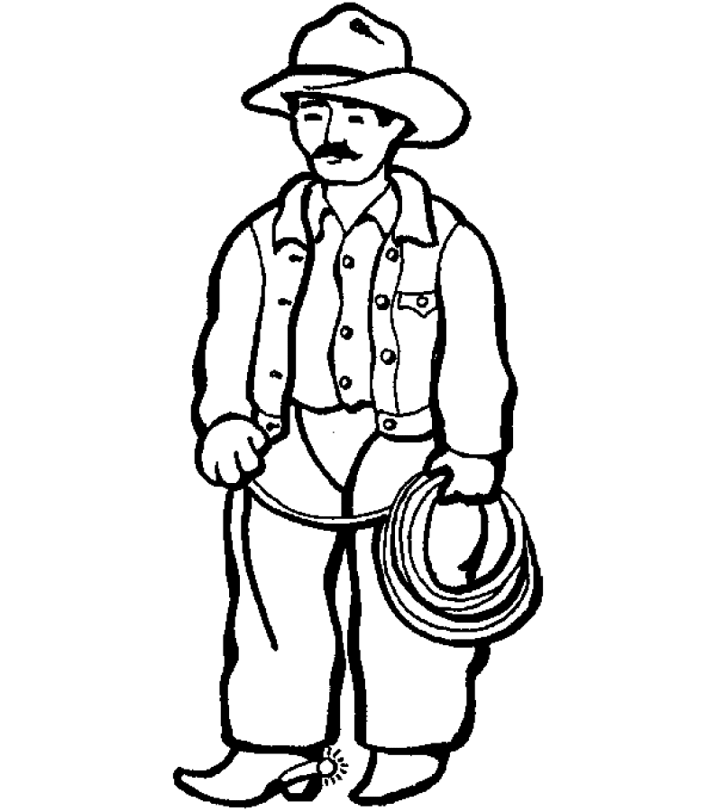 cowboy coloring pages with lasso Coloring4free