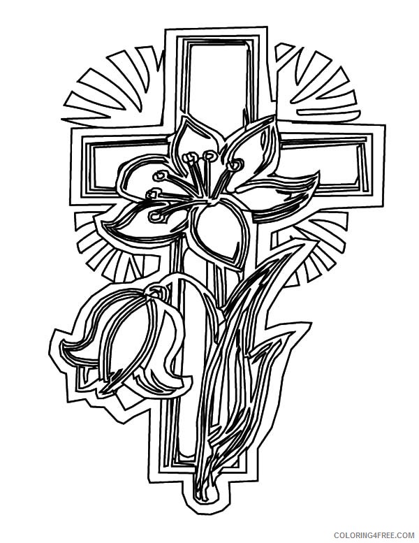 cross coloring pages and flowers Coloring4free