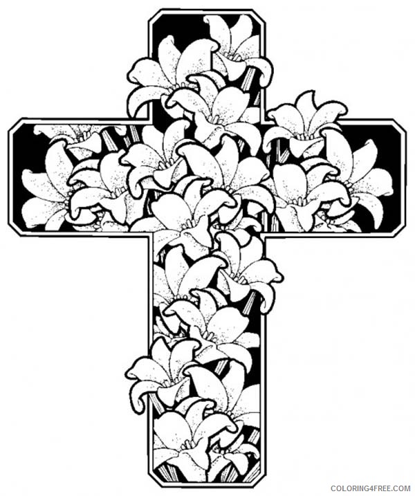 cross coloring pages with flowers for adults Coloring4free