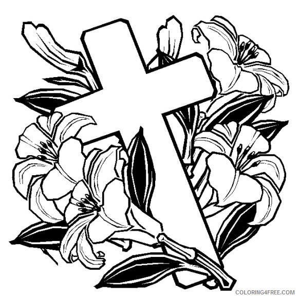 cross coloring pages with lily flowers Coloring4free
