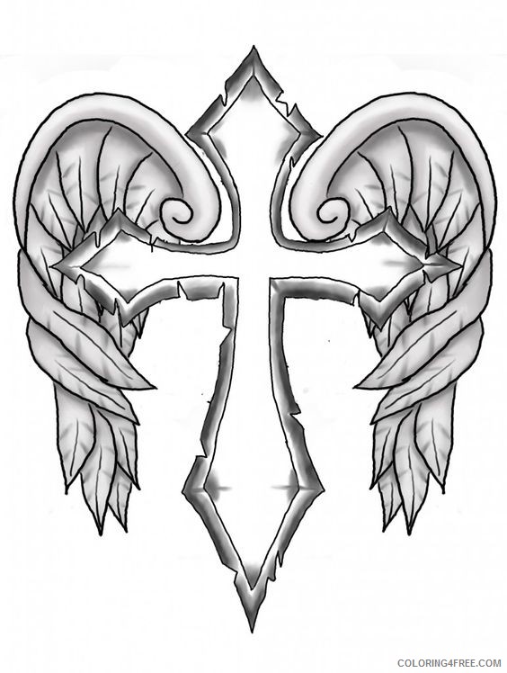 cross coloring pages with wings Coloring4free