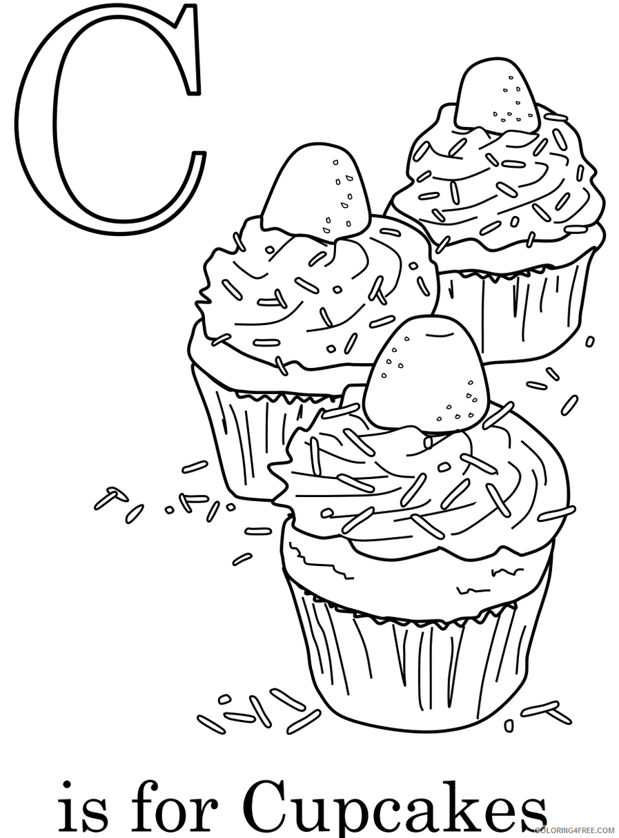 cupcake coloring pages c is for cupcake Coloring4free