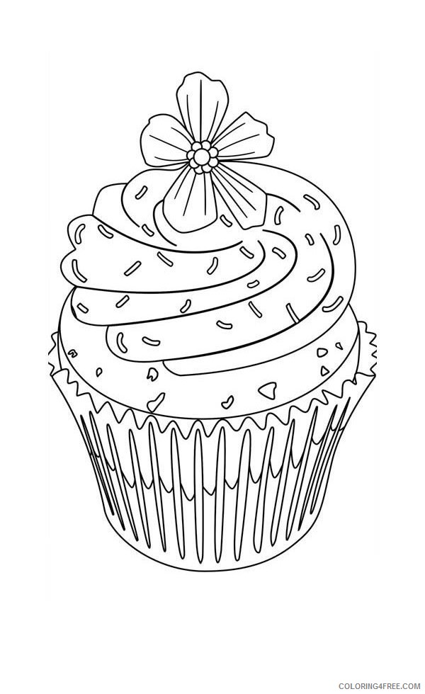 cupcake coloring pages flower decoration Coloring4free