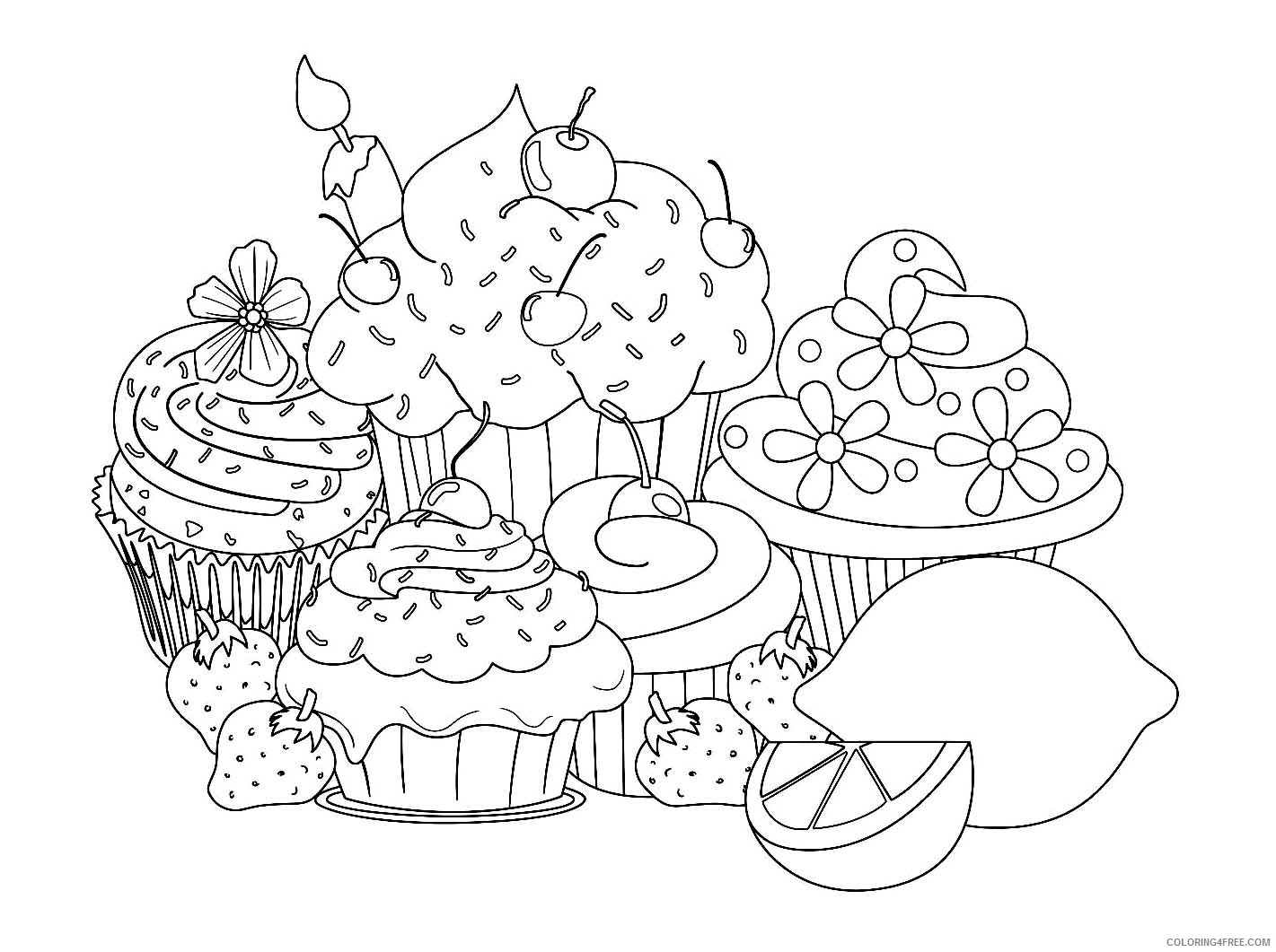 cupcake coloring pages for adults Coloring4free