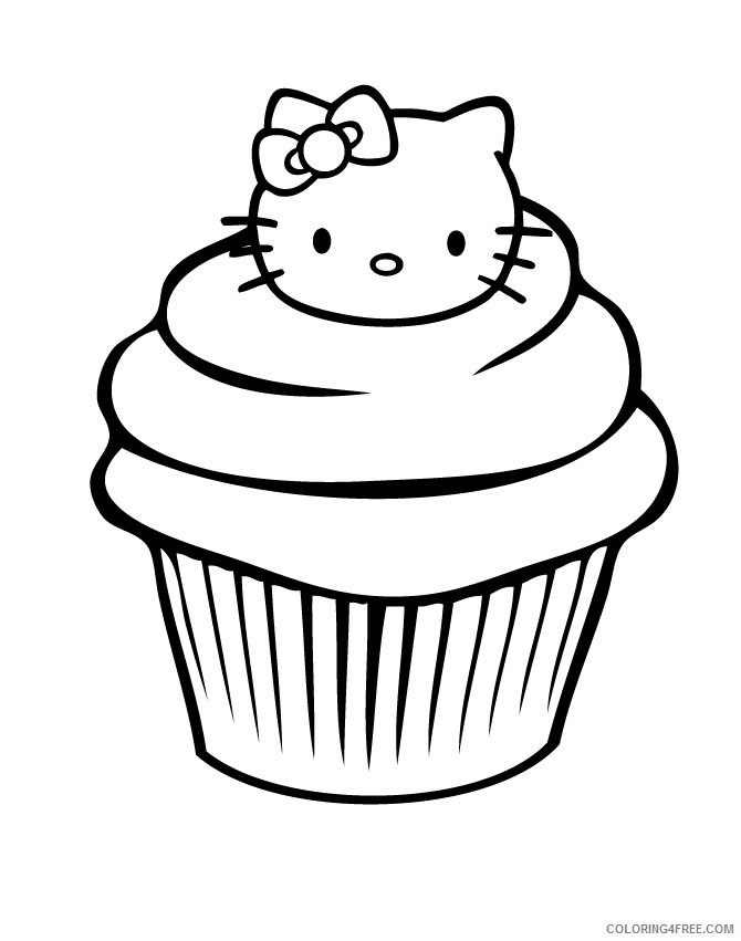 cupcake coloring pages hello kitty Coloring4free