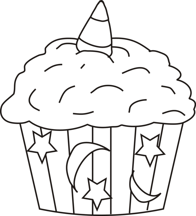 cupcake coloring pages moon star decoration Coloring4free