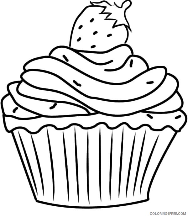 cupcake coloring pages strawberry decoration Coloring4free