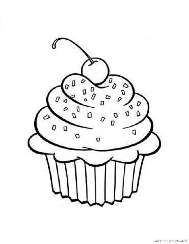cupcake coloring pages with cherry Coloring4free