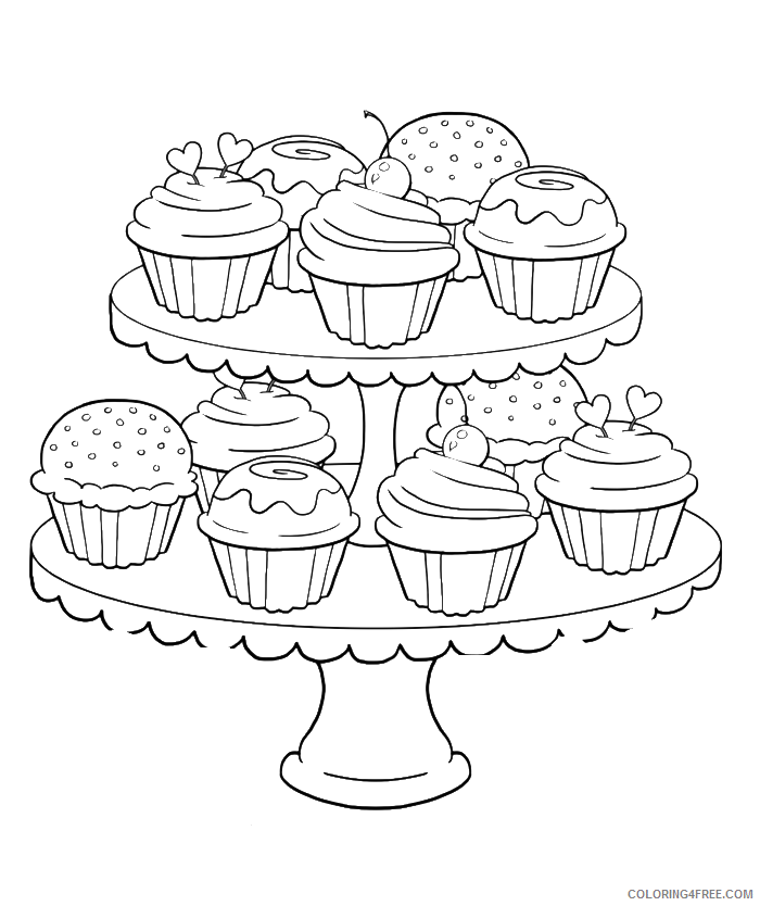 cupcake tower coloring pages for adults Coloring4free