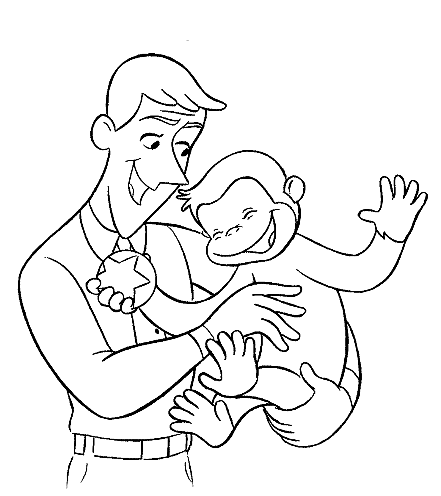 curious george coloring pages and man Coloring4free