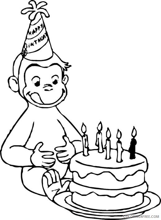 curious george coloring pages birthday Coloring4free