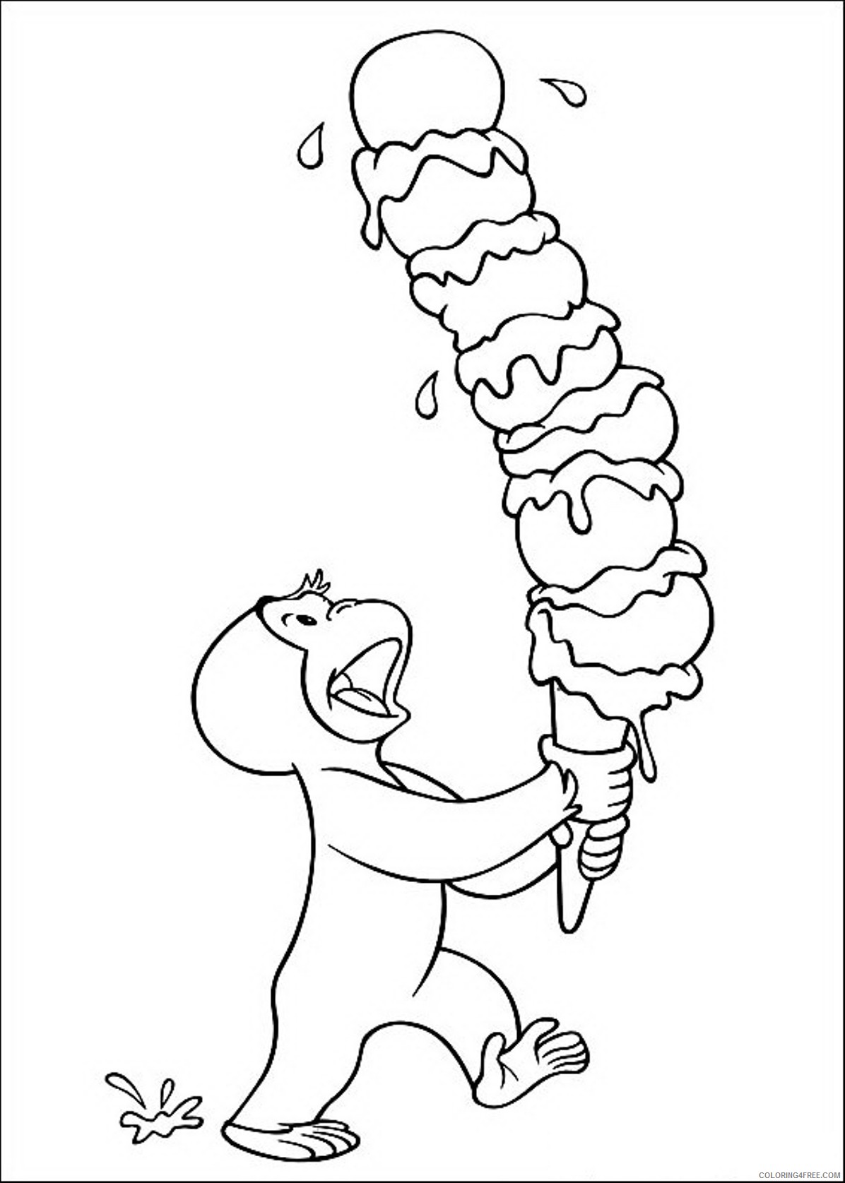 curious george coloring pages bring ice cream Coloring4free