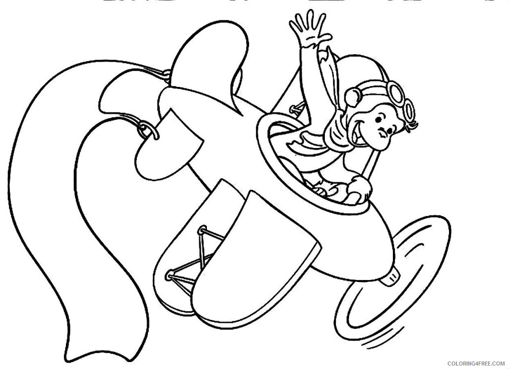 curious george coloring pages flying a plane Coloring4free