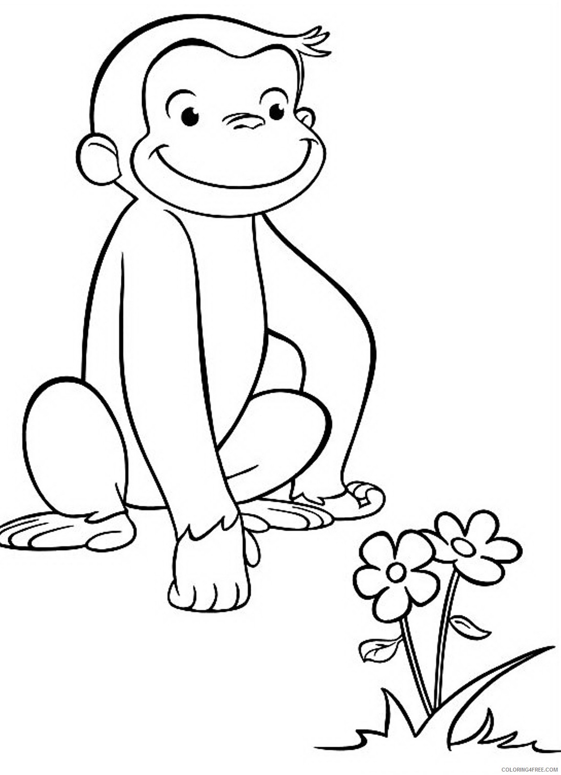 curious george coloring pages seeing flower Coloring4free