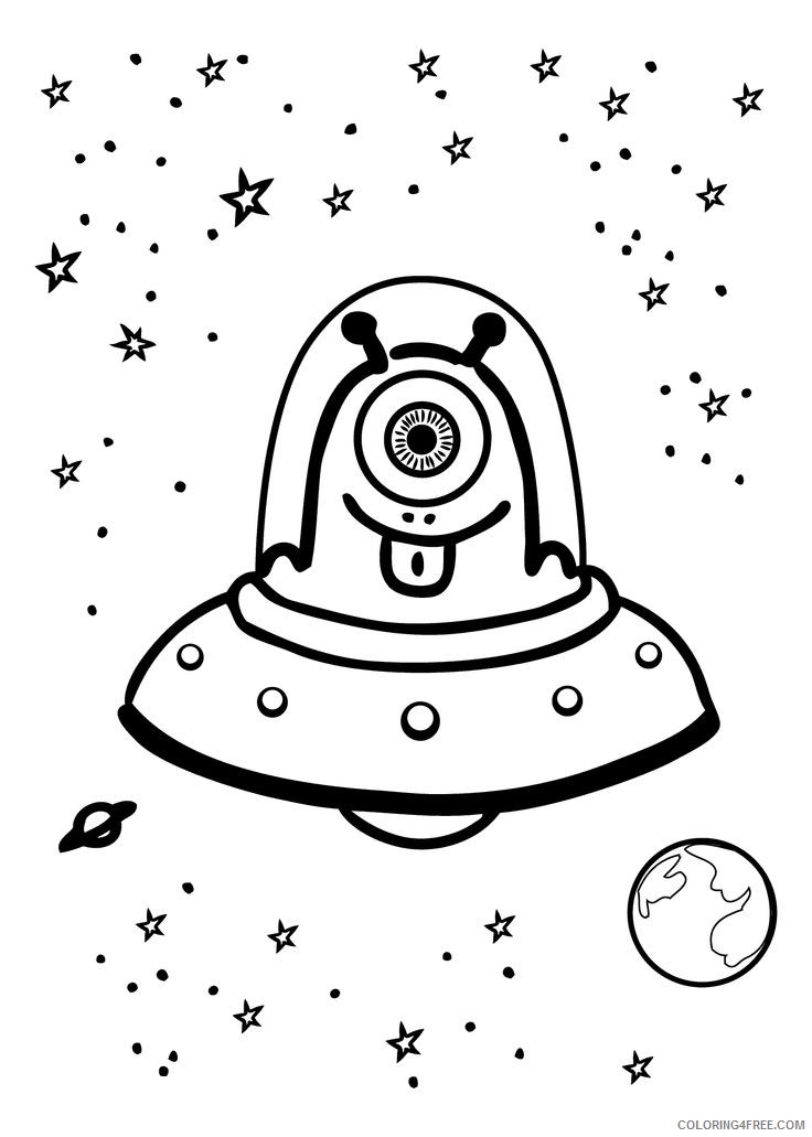 cute alien coloring pages in space Coloring4free