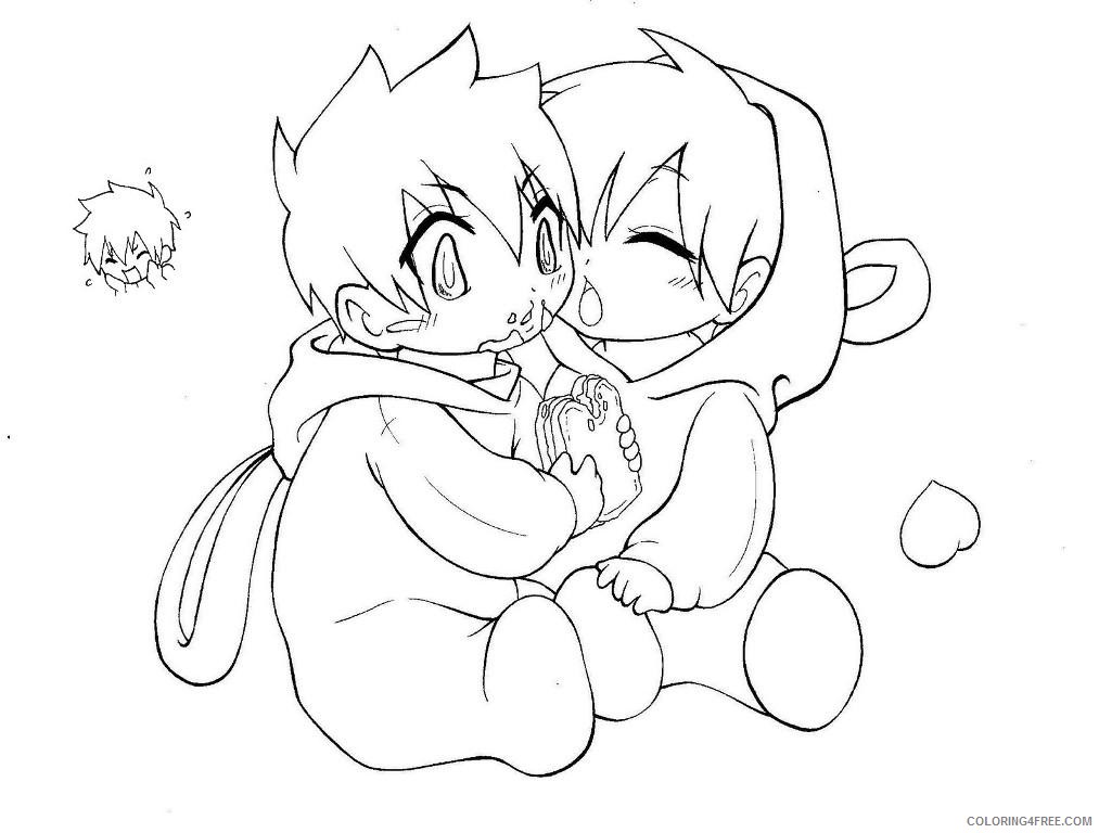 cute anime couple coloring pages chibi Coloring4free