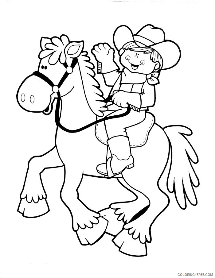 cute cowboy coloring pages riding horse Coloring4free