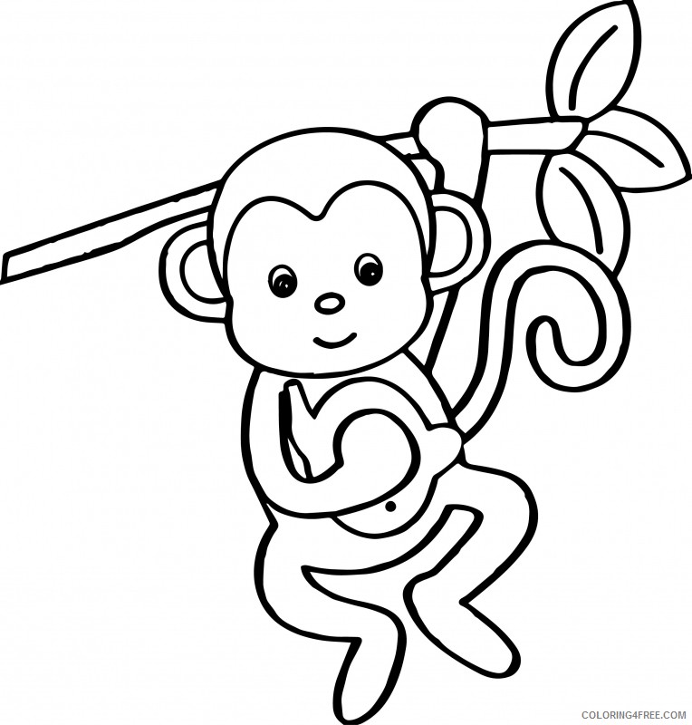 cute monkey coloring pages hanging from tree Coloring4free