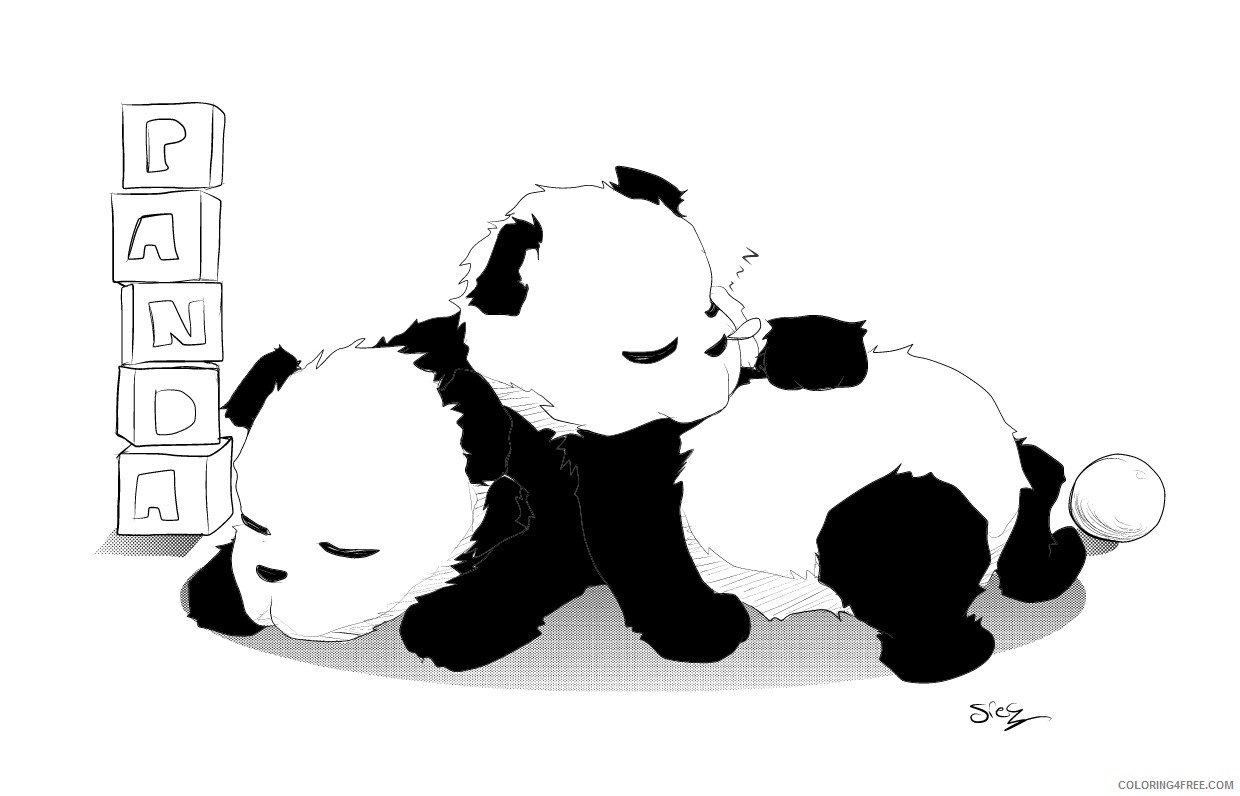 cute panda coloring pages sleeping Coloring4free