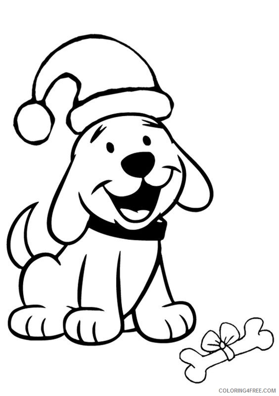 cute puppies coloring pages wearing santa hat Coloring4free