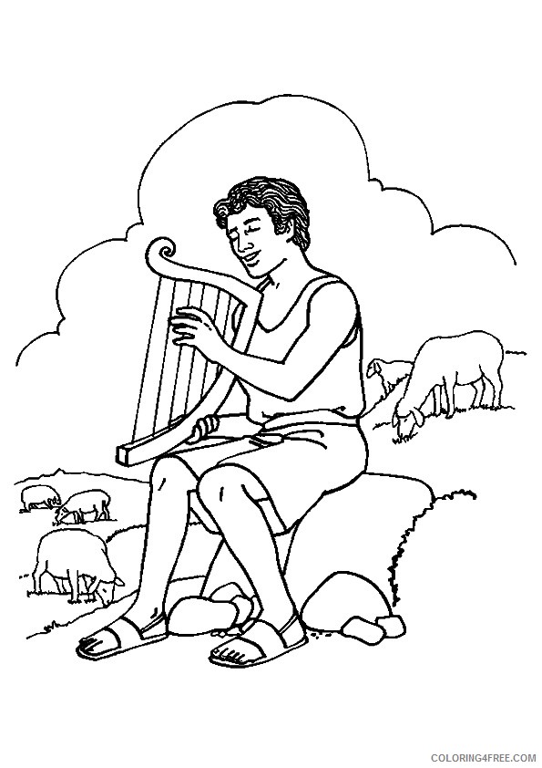 david and goliath coloring pages playing the harp Coloring4free