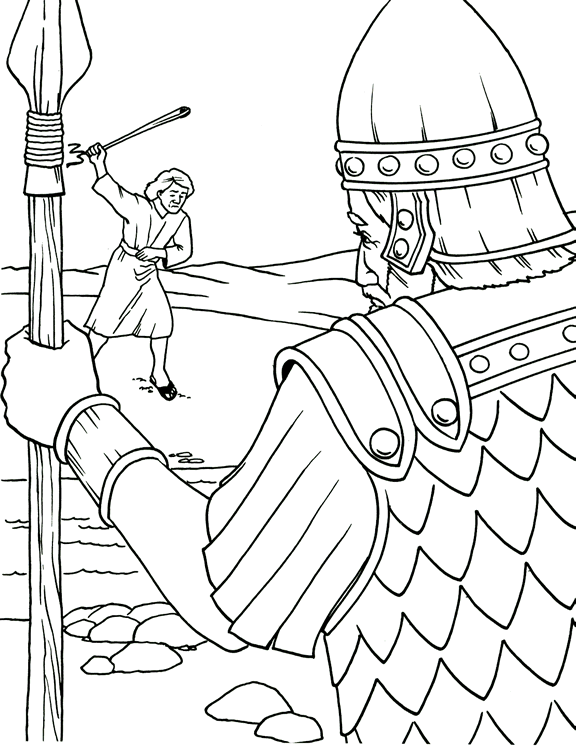 david and goliath coloring pages throwing the rocks Coloring4free