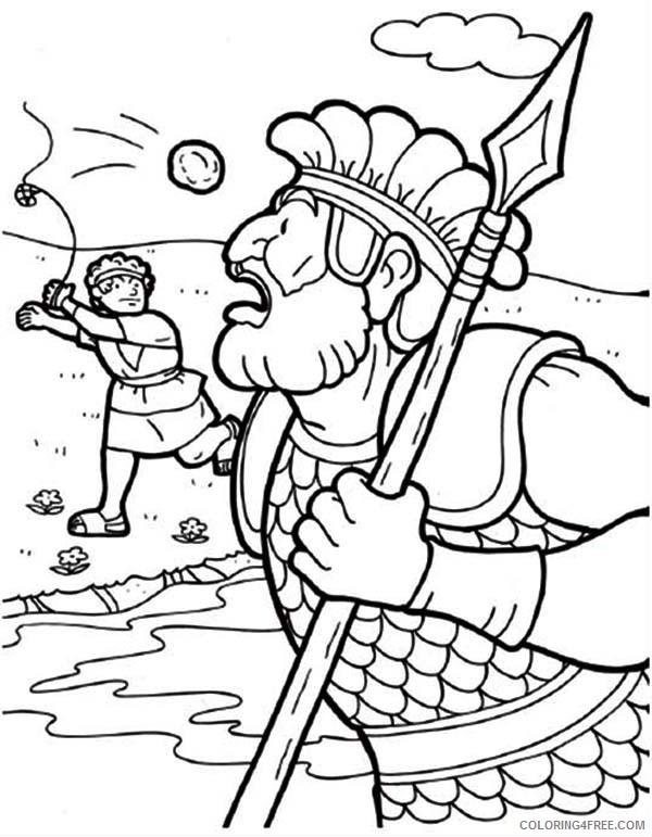 david and goliath coloring pages throwing the stones Coloring4free