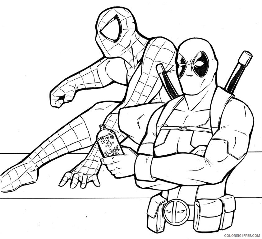 deadpool coloring pages and spiderman Coloring4free