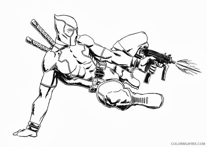 deadpool coloring pages shooting Coloring4free