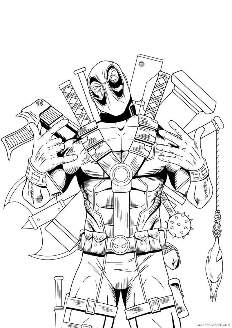 deadpool coloring pages weapons Coloring4free