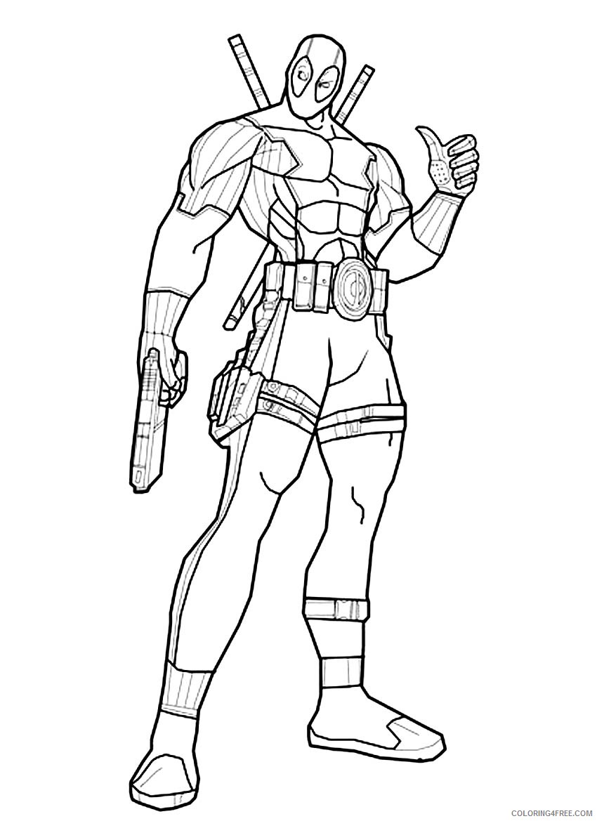 deadpool coloring pages with gun Coloring4free