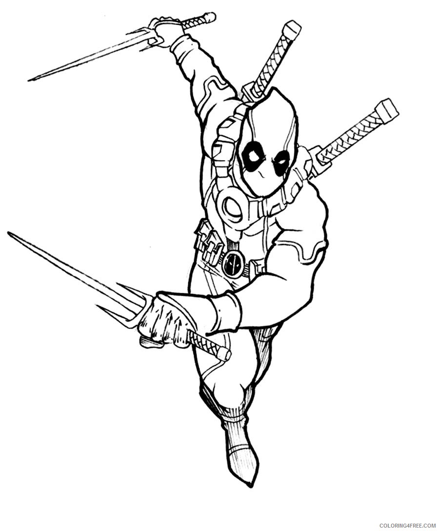 deadpool coloring pages with trident Coloring4free