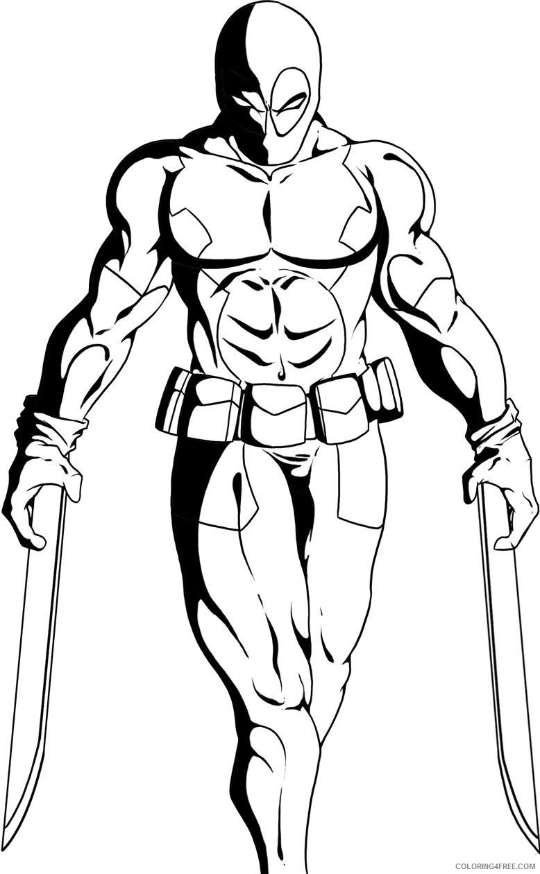deadpool coloring pages with two swords Coloring4free