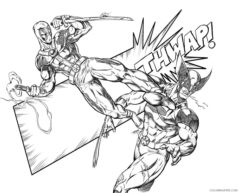 deadpool vs wolverine coloring pages Coloring4free